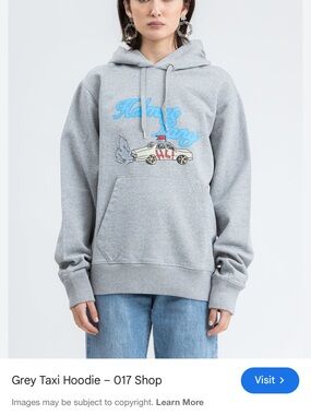 Helmut Lang Grey Hoodie with Taxi Graphic